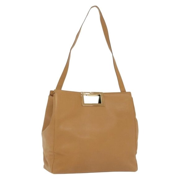 Salvatore Ferragamo Shoulder Bag Leather Beige Gold Auth bs28483 - Picture 1 of 16